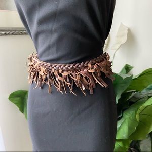 Abercrombie Brown Braided Fringe Leather Belt